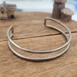 Silver Tone Viking Double Band Cuff Bracelet B3314